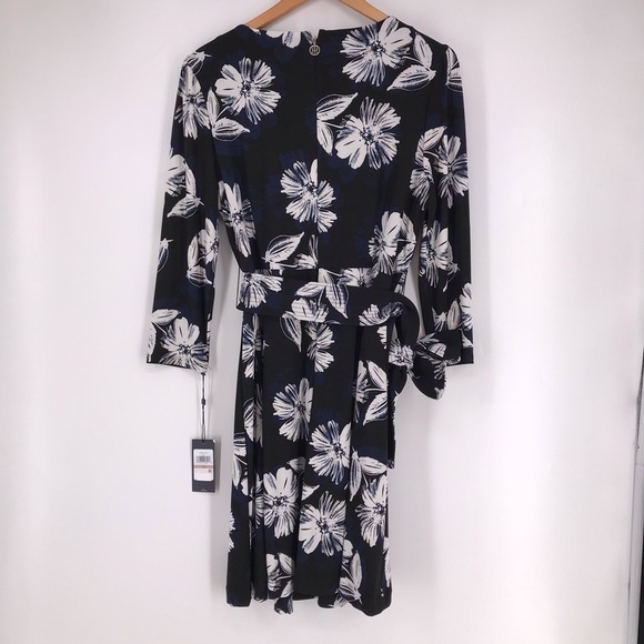 Tommy Hilfiger 3/4 Sleeve Floral Waist Tie Dress - Picture 8 of 11